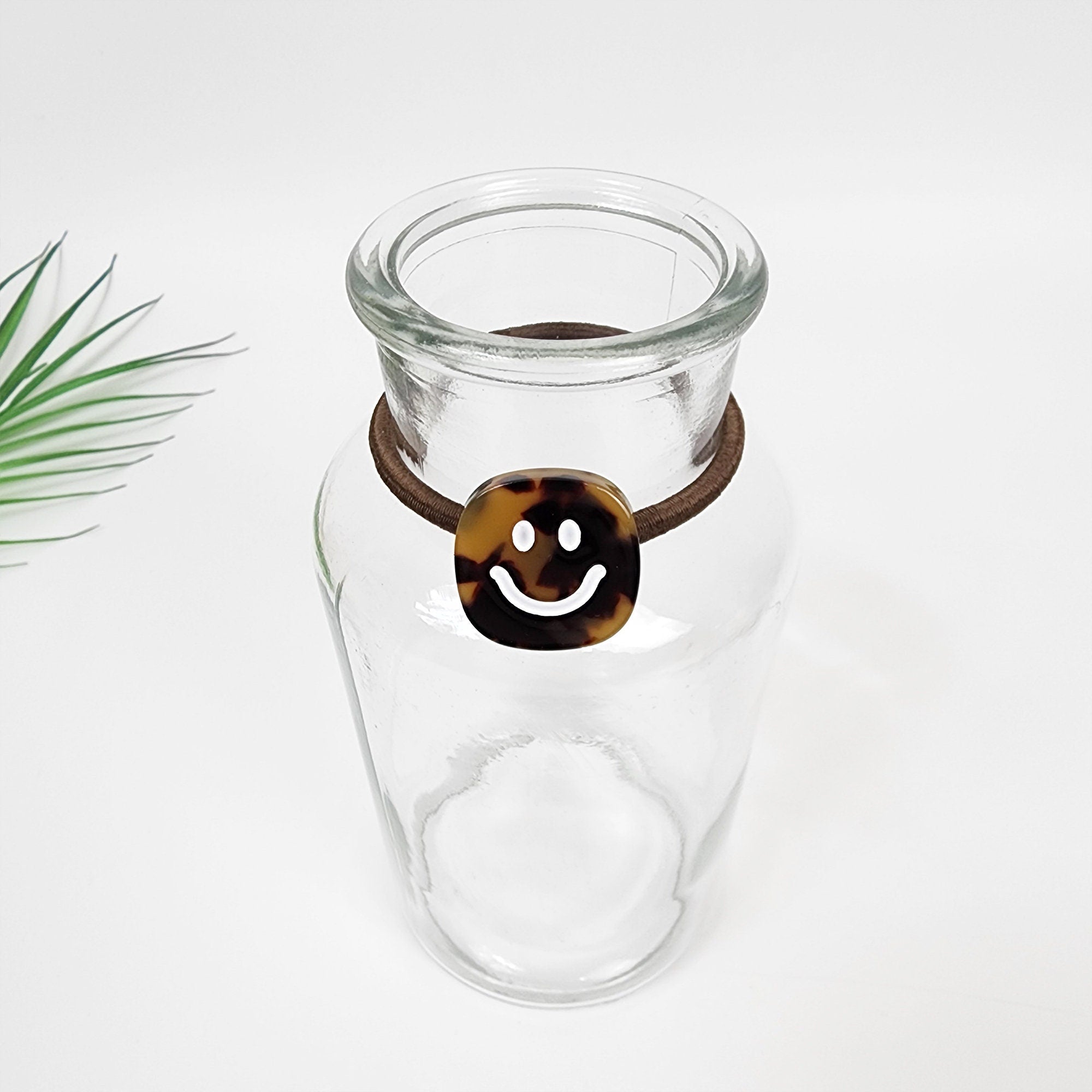 Square White Smile Hair Tie / Simple Cute Ponytail Holder / Hair Accessory for Woman / French Hair Tie