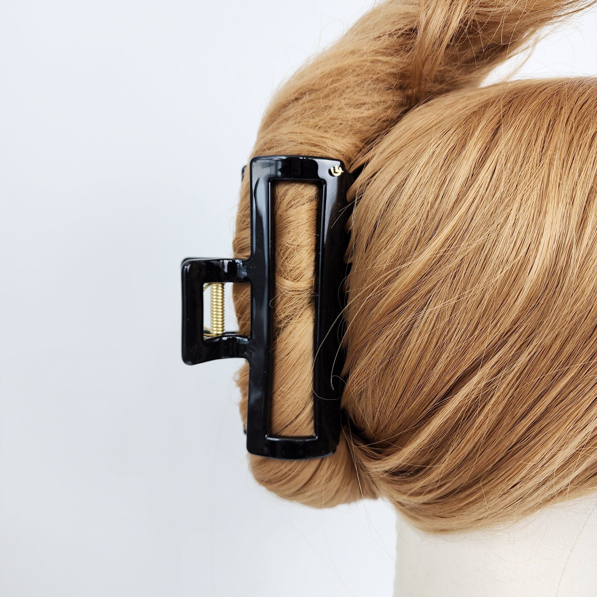 Leopard Metal Wire Long Square Big Size Hair Claw Clip (4.7 Inch) / Luxurious French Hair Pin / Hair Accessory for Woman / Jumbo Hair Clip