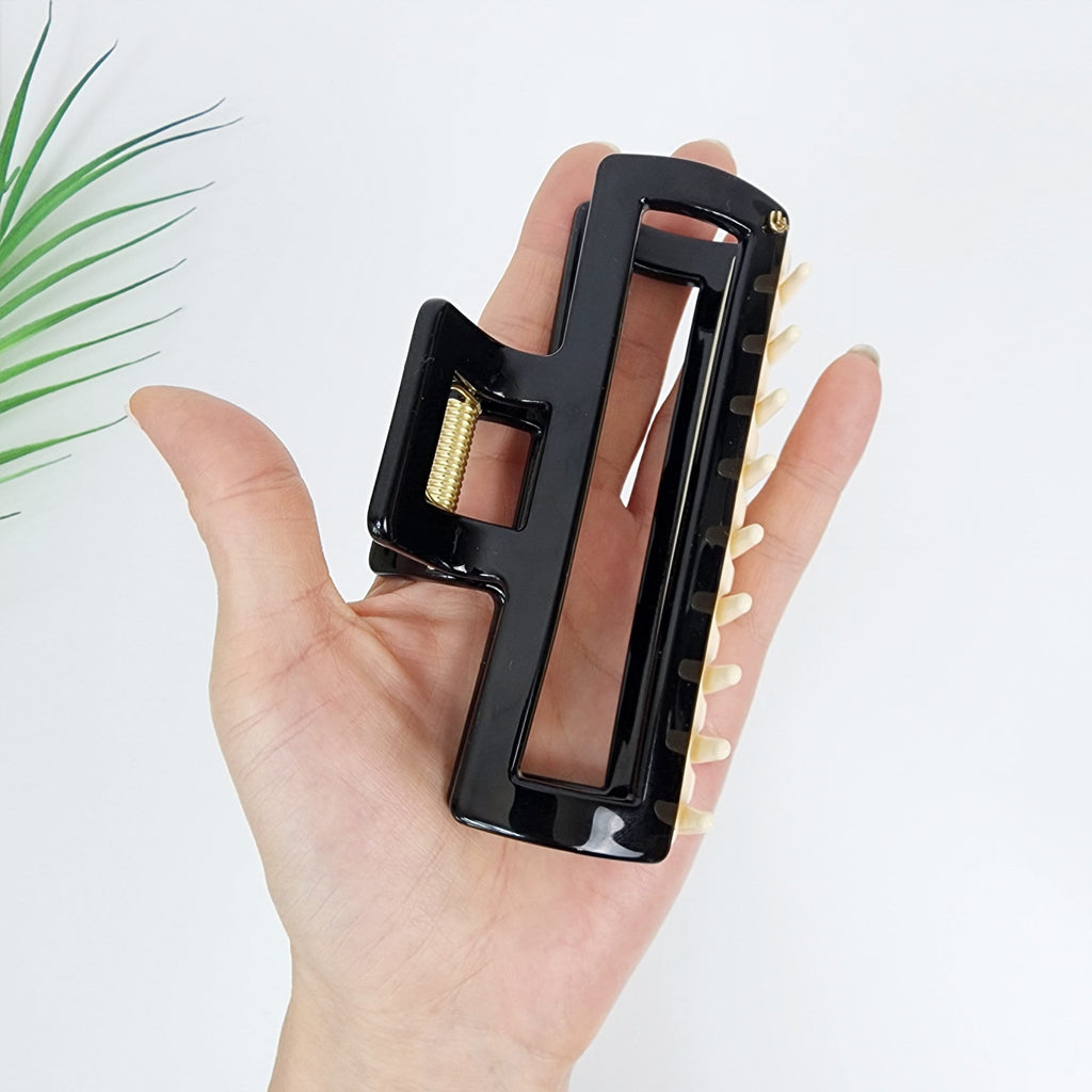 Leopard Metal Wire Long Square Big Size Hair Claw Clip (4.7 Inch) / Luxurious French Hair Pin / Hair Accessory for Woman / Jumbo Hair Clip