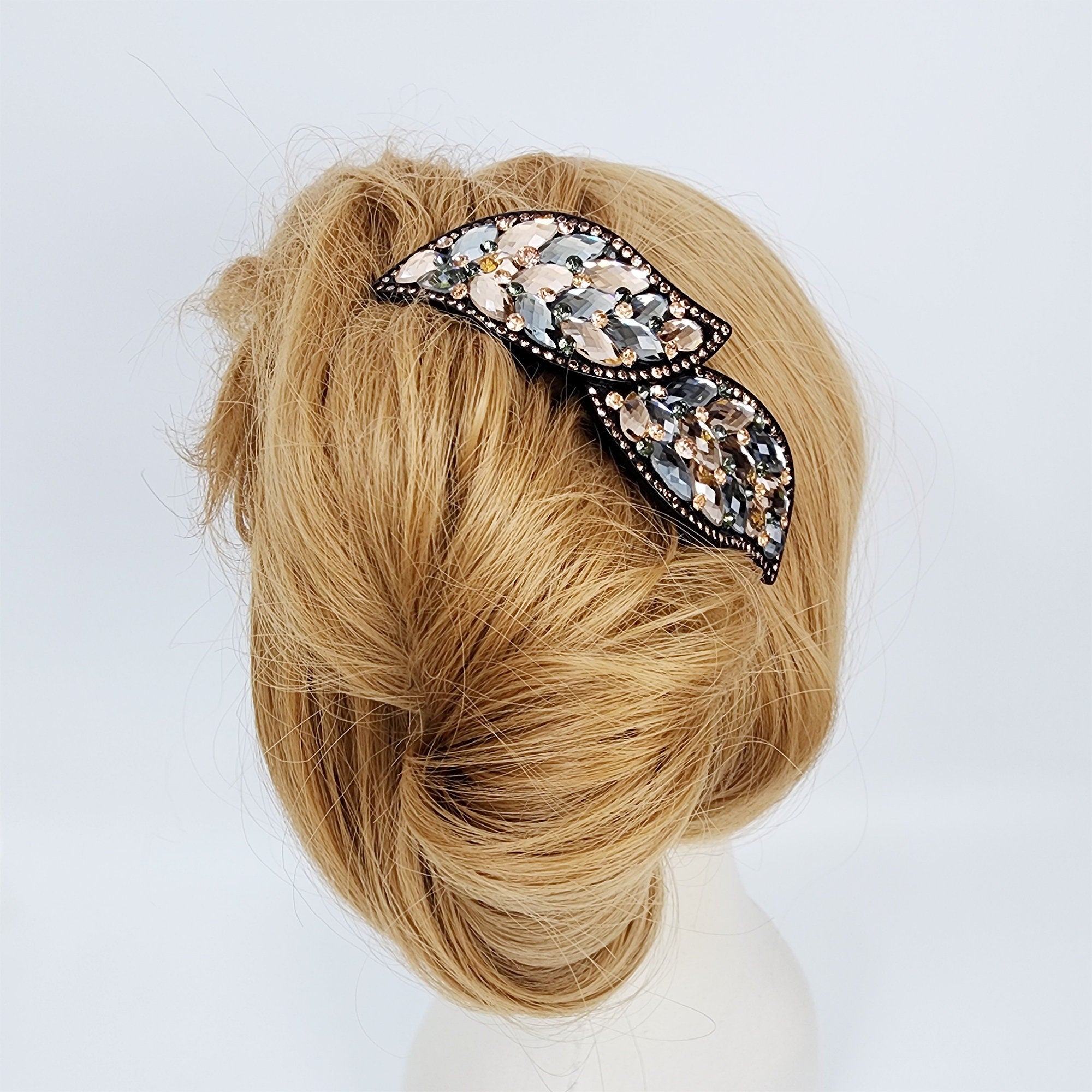 Big Crystal Long Leg Non-slip Hair Comb Pin with Cubic (4.3 Inch) / Luxurious French Hair Pin / Hair Fork for Woman