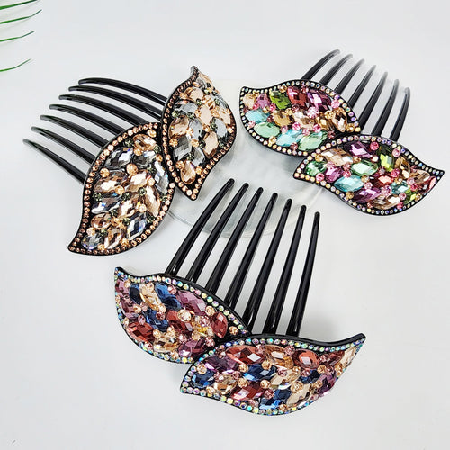 Big Crystal Long Leg Non-slip Hair Comb Pin with Cubic (4.3 Inch) / Luxurious French Hair Pin / Hair Fork for Woman