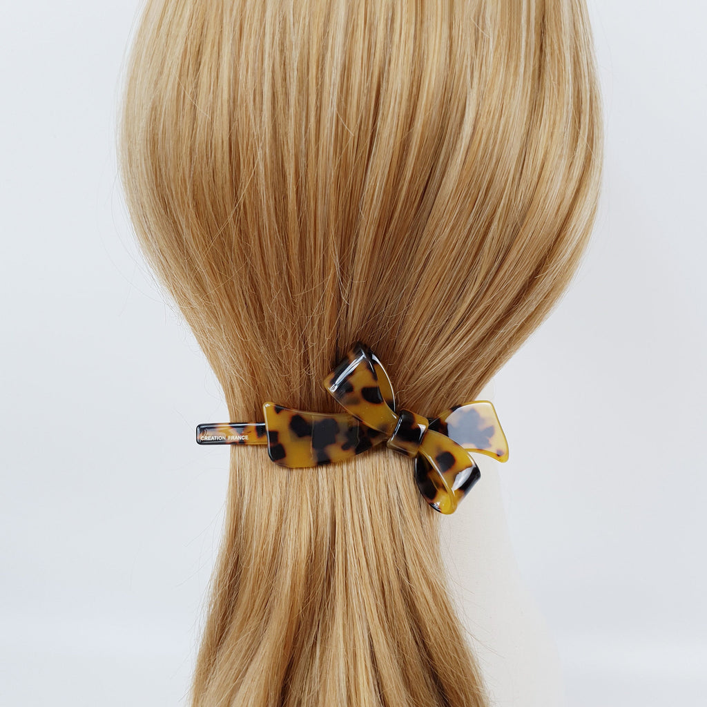Big Double Ribbon Hair Barrette (4.3 Inch) / Luxurious French Hair Pin / Automatic Hair Clip