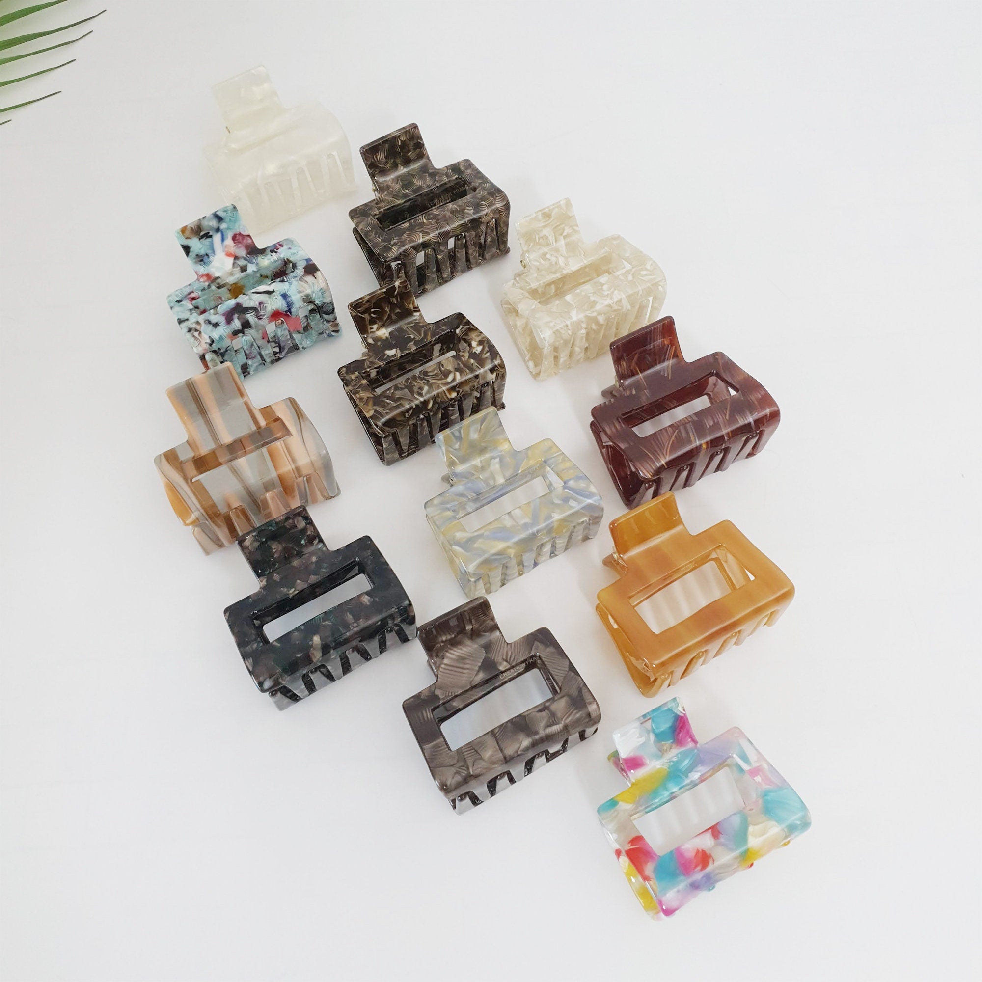 Leopard Long Square Hair Claw Clip / Tortoise Shell Medium Size Ponytail Holder / French Pin / Hair Barrette for Woman