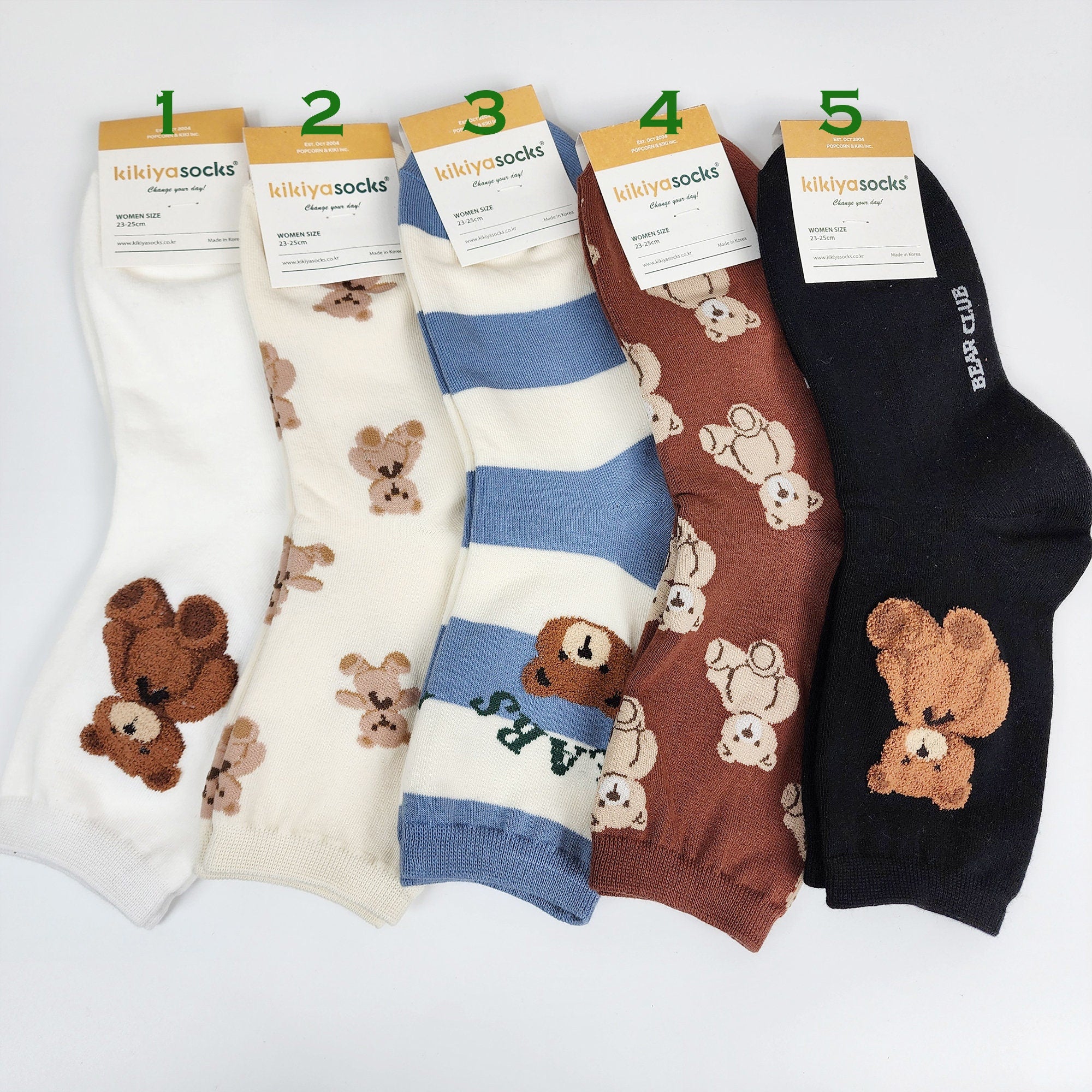 Teddy Bear Crew Socks | Soft Cotton Animal Print | Korean Socks | Cute Gift for Her