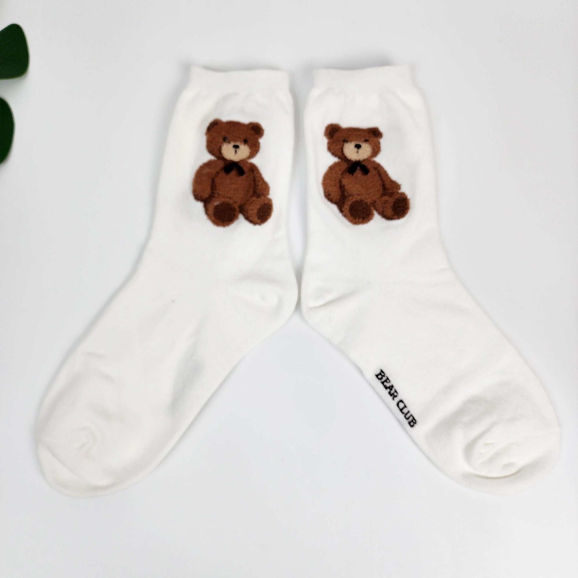 Teddy Bear Crew Socks | Soft Cotton Animal Print | Korean Socks | Cute Gift for Her