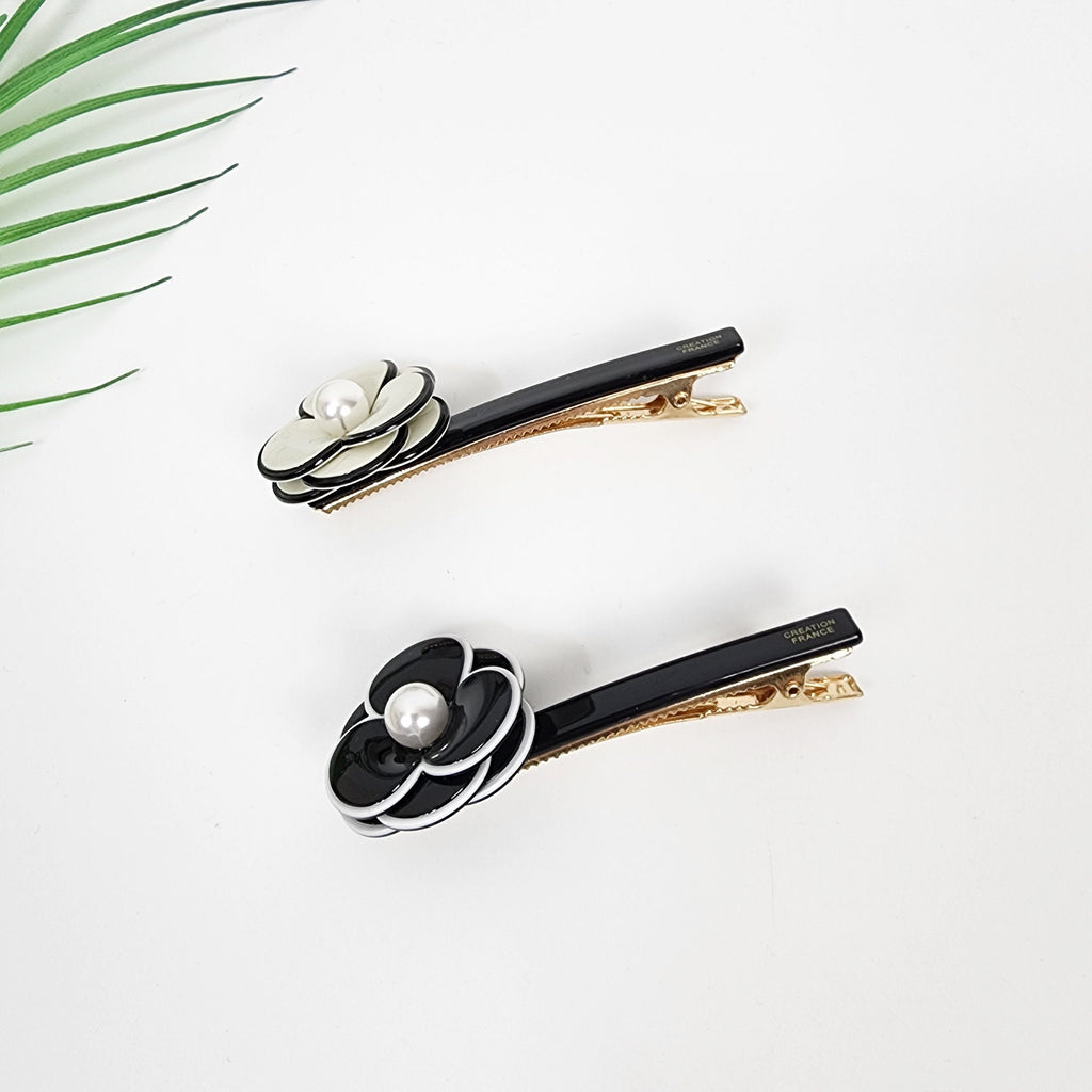 Pansy Flower Hair Claw Clip with Pearl (3.3 Inch) / Cute French Hair Pin / Alligator Hair Clip for Woman / Mini French Barrette for Girls