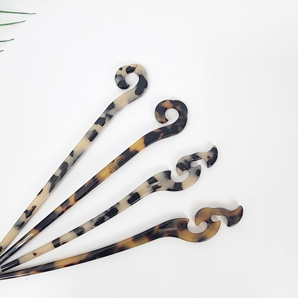 Leopard Antique Fashion Long Hair Stick (7.1 Inch) / Tortoise Shell French Hair Pin / Hair Fork for Thick Hair
