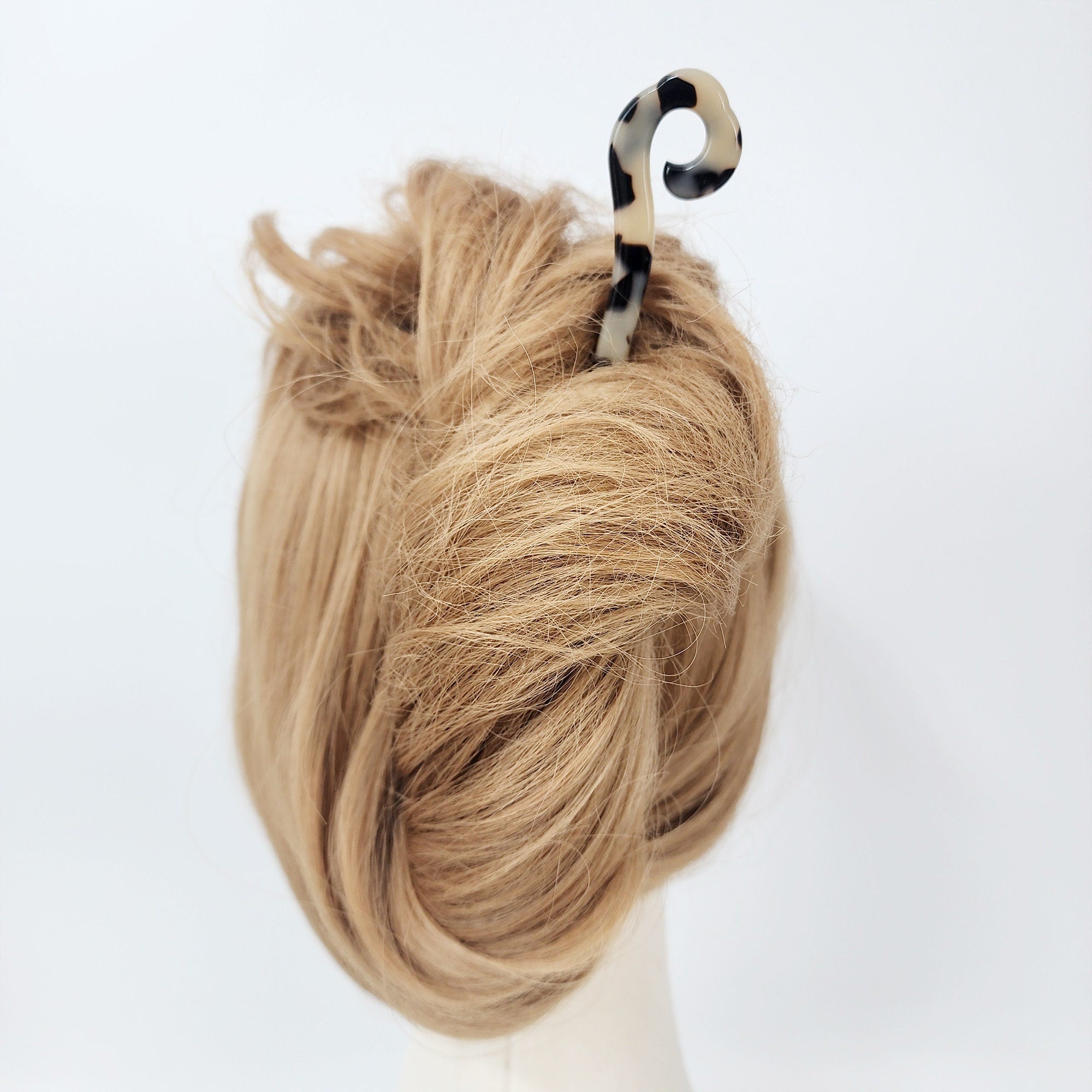 Leopard Antique Fashion Long Hair Stick (7.1 Inch) / Tortoise Shell French Hair Pin / Hair Fork for Thick Hair