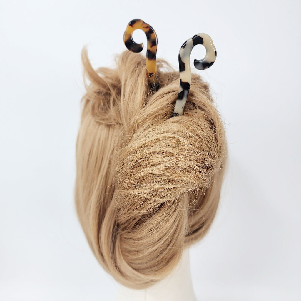 Leopard Antique Fashion Long Hair Stick (7.1 Inch) / Tortoise Shell French Hair Pin / Hair Fork for Thick Hair
