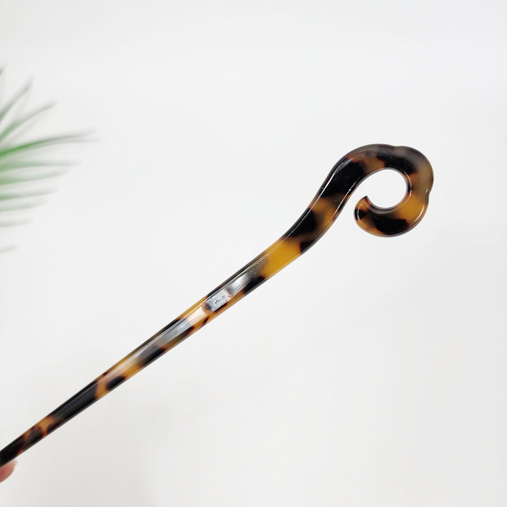 Leopard Antique Fashion Long Hair Stick (7.1 Inch) / Tortoise Shell French Hair Pin / Hair Fork for Thick Hair