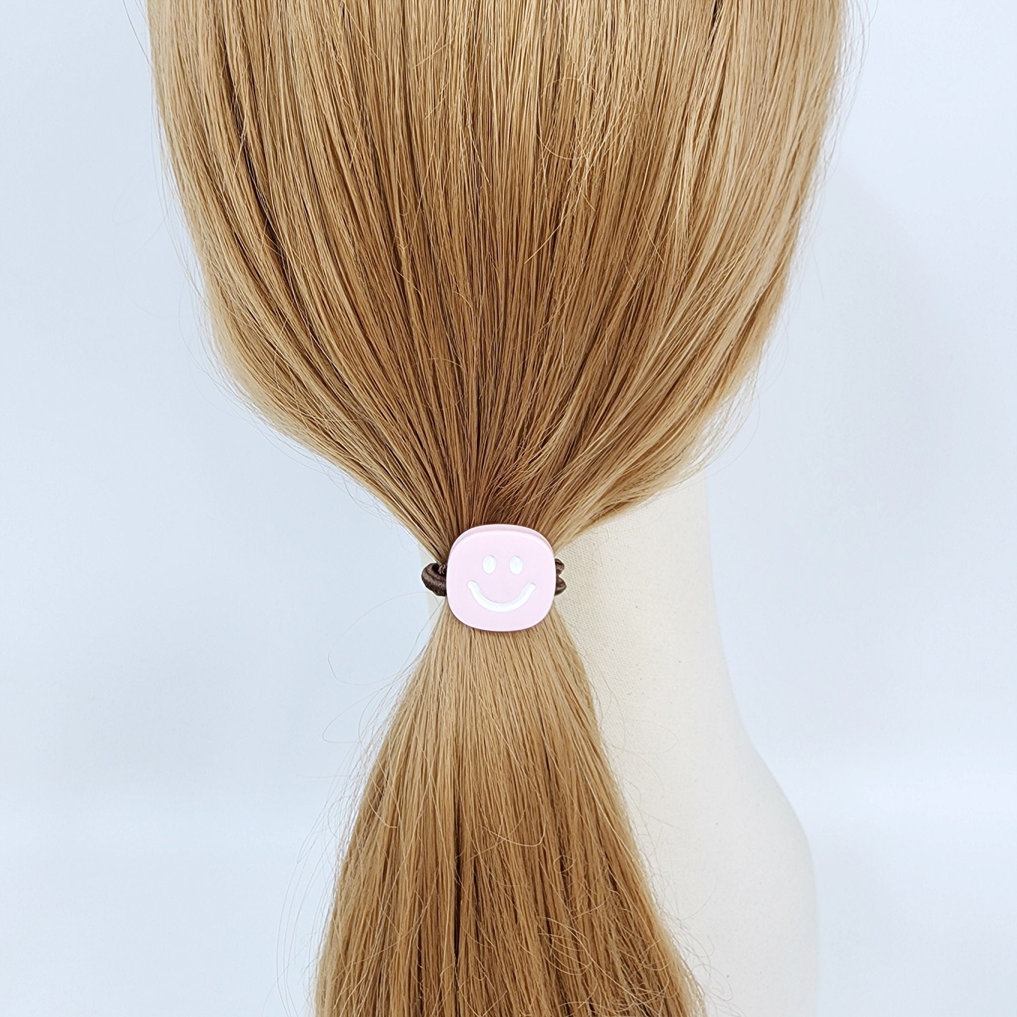 Square White Smile Hair Tie / Simple Cute Ponytail Holder / Hair Accessory for Woman / French Hair Tie