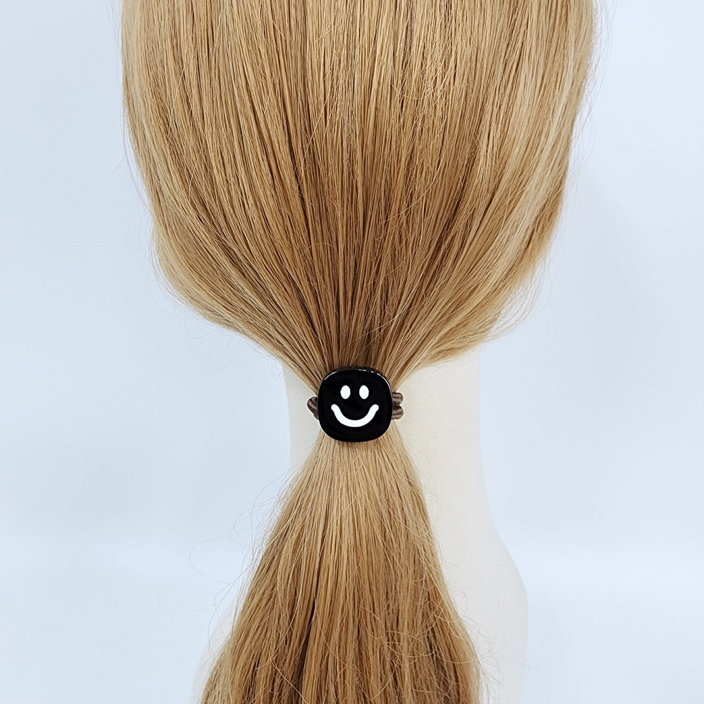 Square White Smile Hair Tie / Simple Cute Ponytail Holder / Hair Accessory for Woman / French Hair Tie