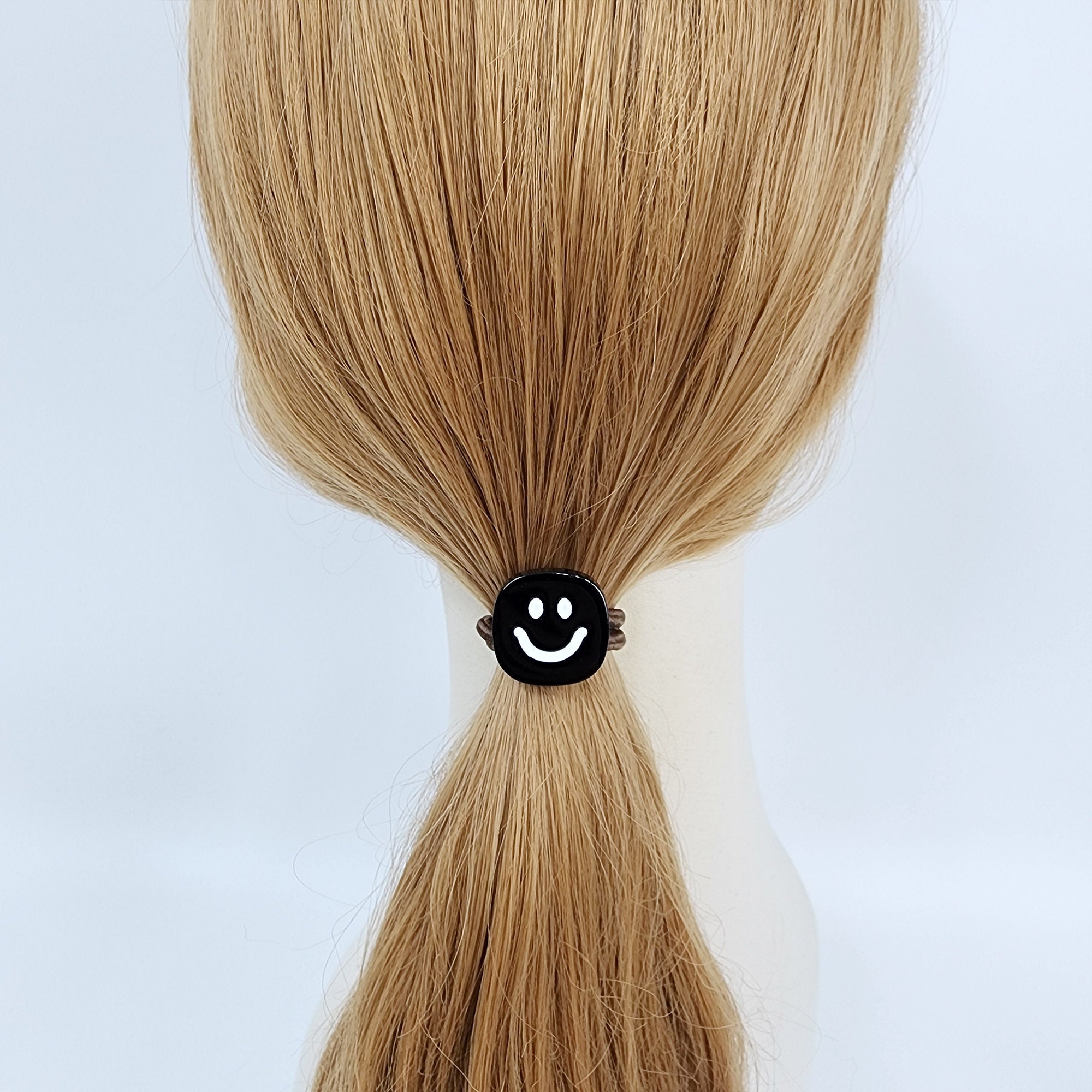 Square White Smile Hair Tie / Simple Cute Ponytail Holder / Hair Accessory for Woman / French Hair Tie