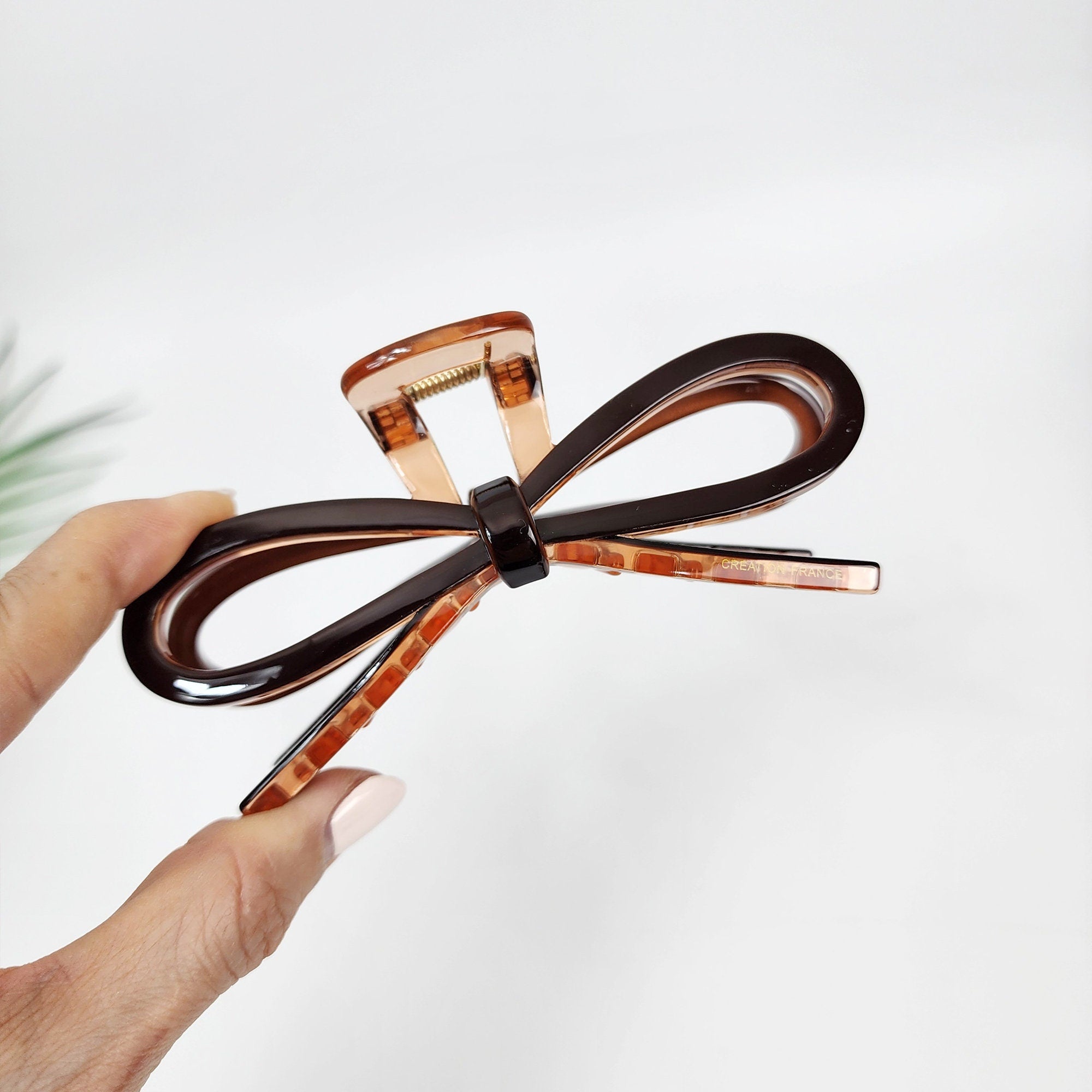 Tortoise Shell Gift Ribbon Large Hair Claw Clip (4.7 Inch) / Leopard French Hair Pin / Hair Barrette for Woman / Korean Fashion