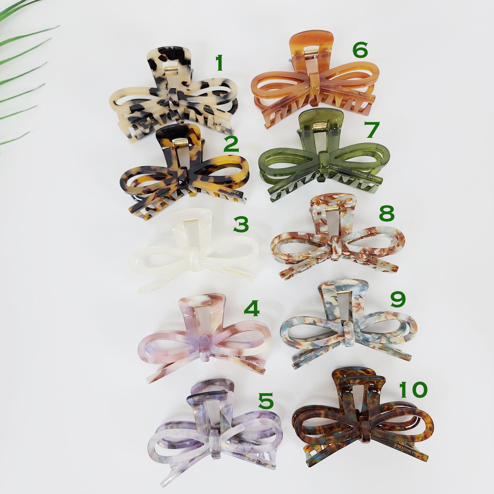 Leopard Gift Ribbon Hair Claw Clip (3.1 Inch) / Tortoise Shell Medium Size Ponytail Holder / French Pin / Hair Barrette for Woman