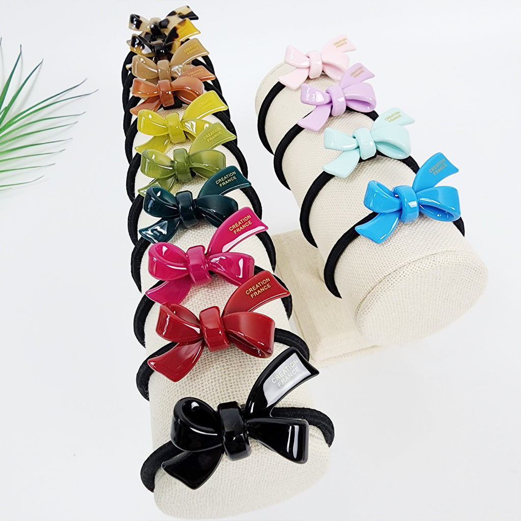 Aurora Mini Double Ribbon Hair Tie (1.7 Inch) / Simple Cute Ponytail Holder / Hair Accessory for Woman / French Hair Tie