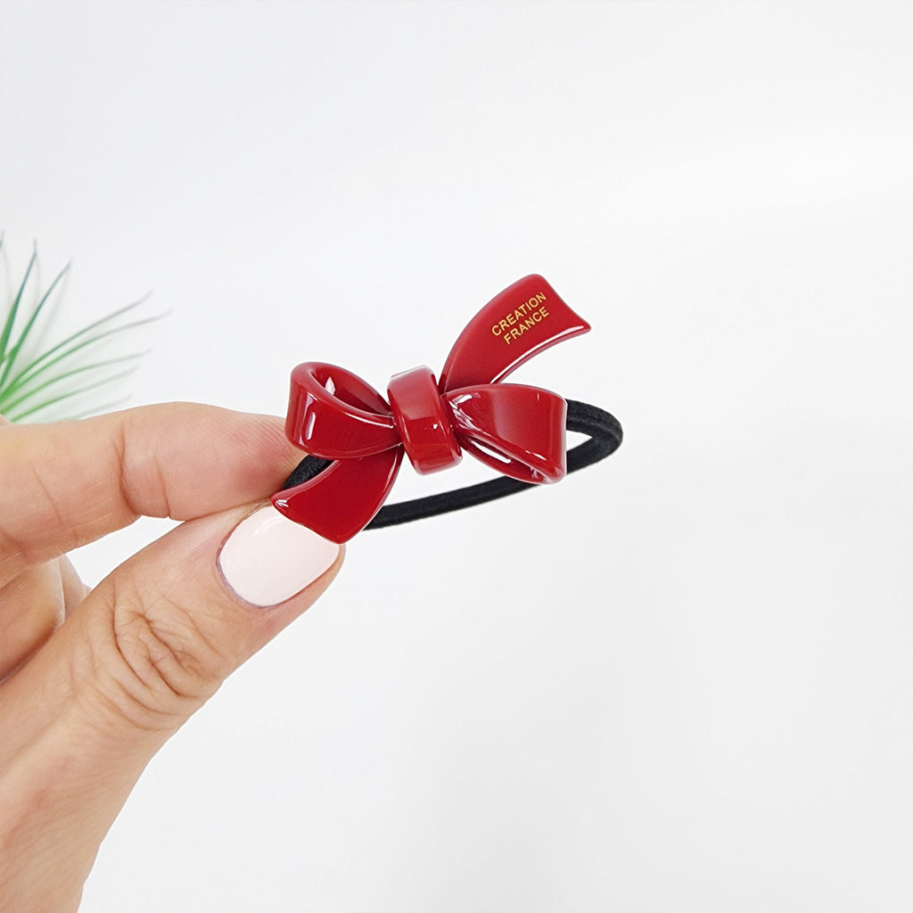 Aurora Mini Double Ribbon Hair Tie (1.7 Inch) / Simple Cute Ponytail Holder / Hair Accessory for Woman / French Hair Tie