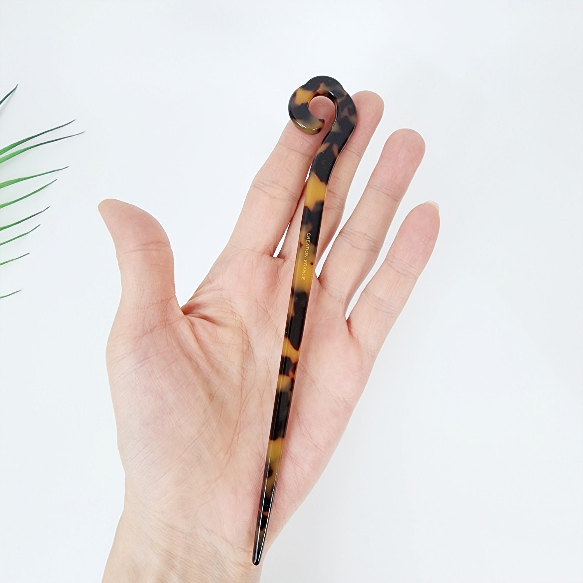 Leopard Antique Fashion Long Hair Stick (7.1 Inch) / Tortoise Shell French Hair Pin / Hair Fork for Thick Hair