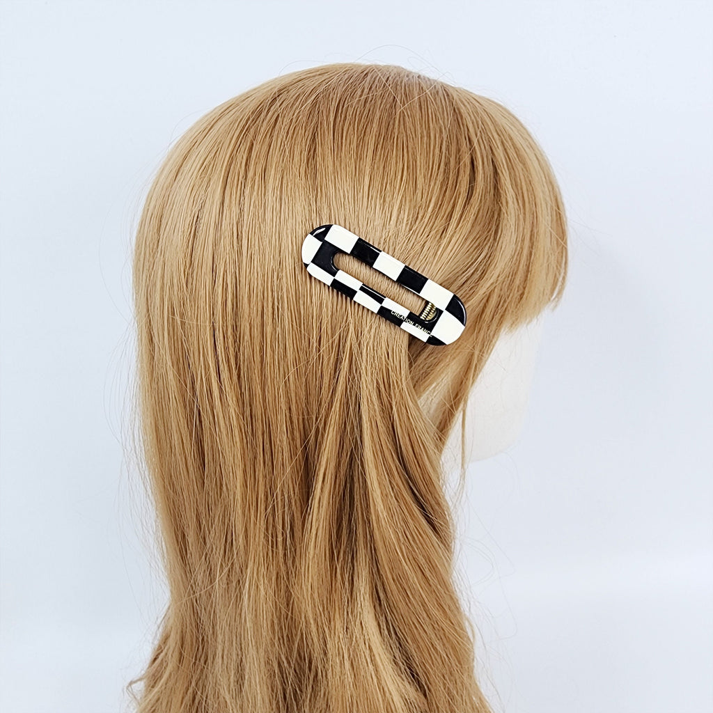 Checker Board Bold Round Hair Claw Clip / Simple French Hair Pin / Alligator Hair Clip for Woman / Mini French Barrette for Girls