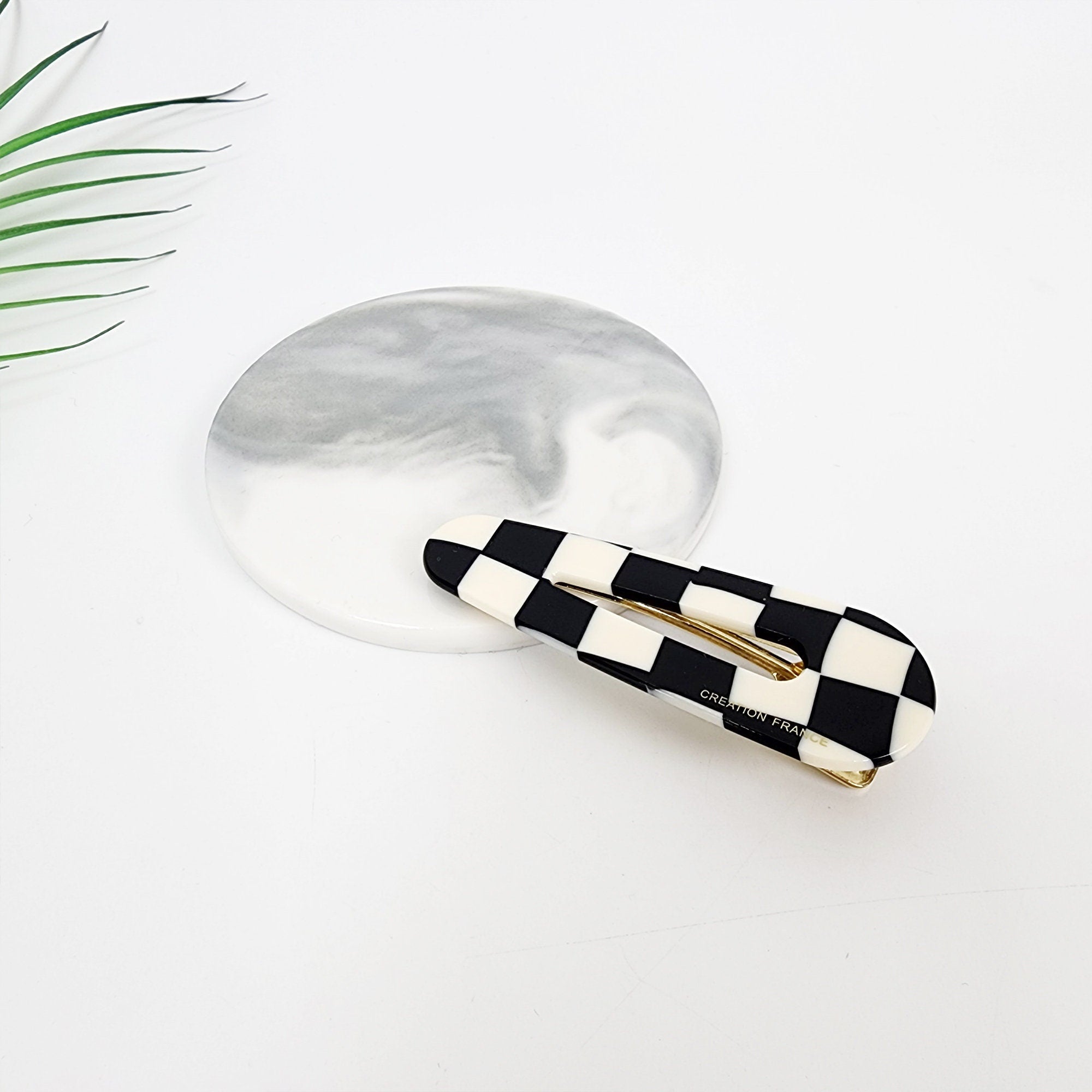 Checker Board Bold Round Hair Claw Clip / Simple French Hair Pin / Alligator Hair Clip for Woman / Mini French Barrette for Girls