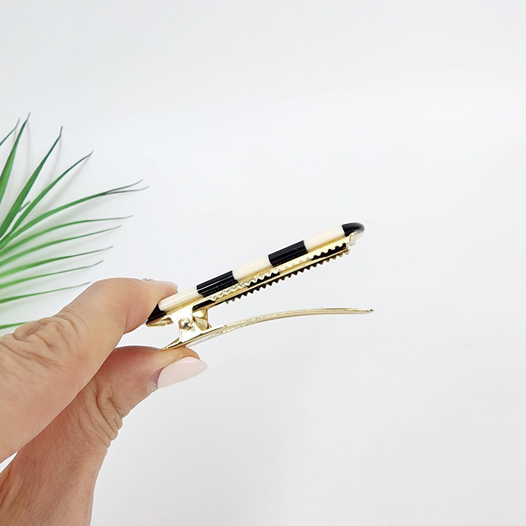 Checker Board Bold Round Hair Claw Clip / Simple French Hair Pin / Alligator Hair Clip for Woman / Mini French Barrette for Girls