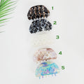 Round Pebble Check Pattern Hair Claw Clip (3.7) / Tortoise Shell Medium Size Ponytail Holder / French Pin / Hair Barrette for Woman
