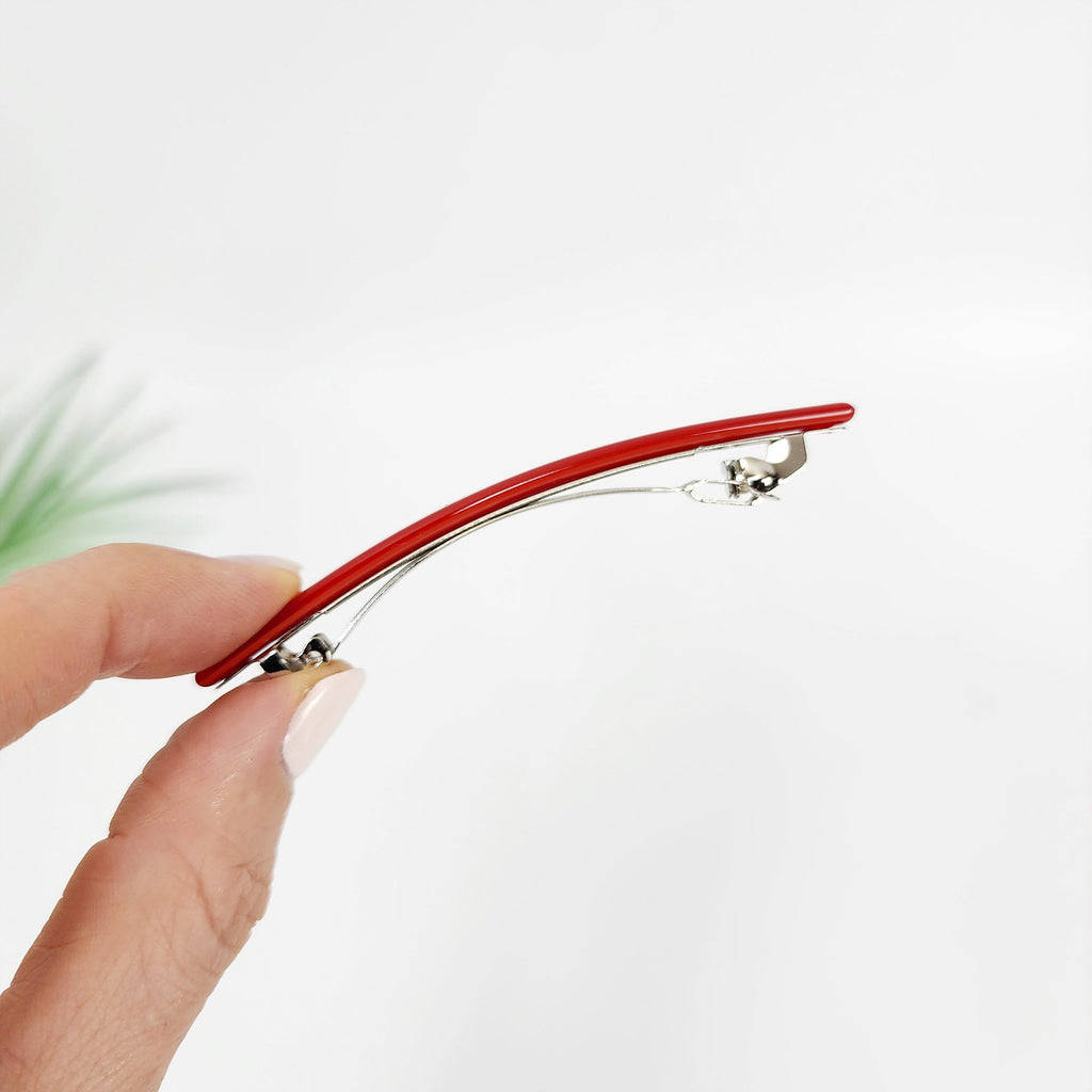 Pure Color Simple Line Hair Barrette (3.3 Inch) / Luxurious French Hair Pin / Automatic Hair Clip