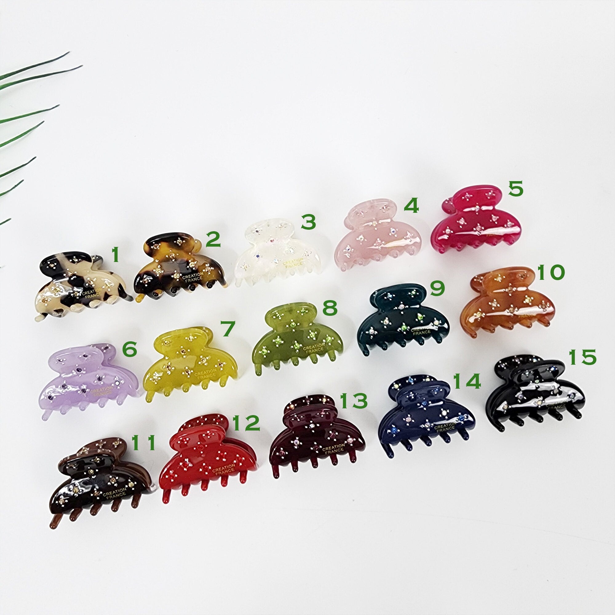 Pure Color Half Moon Baby Size Mini Hair Claw Clip with Cubic (1.4 Inch) / Cute Tortoise Shell French Hair Pin / Small Hair Clips