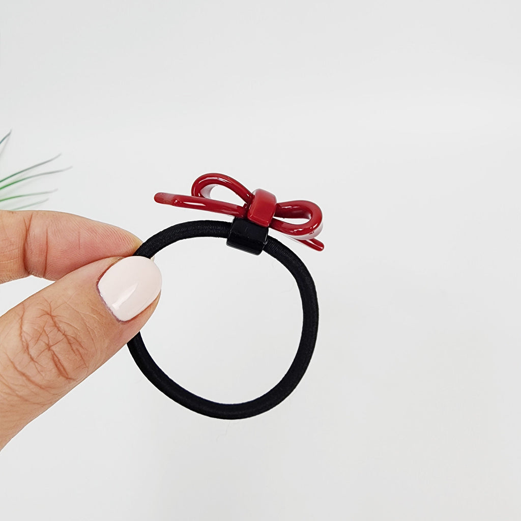 Aurora Mini Double Ribbon Hair Tie (1.7 Inch) / Simple Cute Ponytail Holder / Hair Accessory for Woman / French Hair Tie