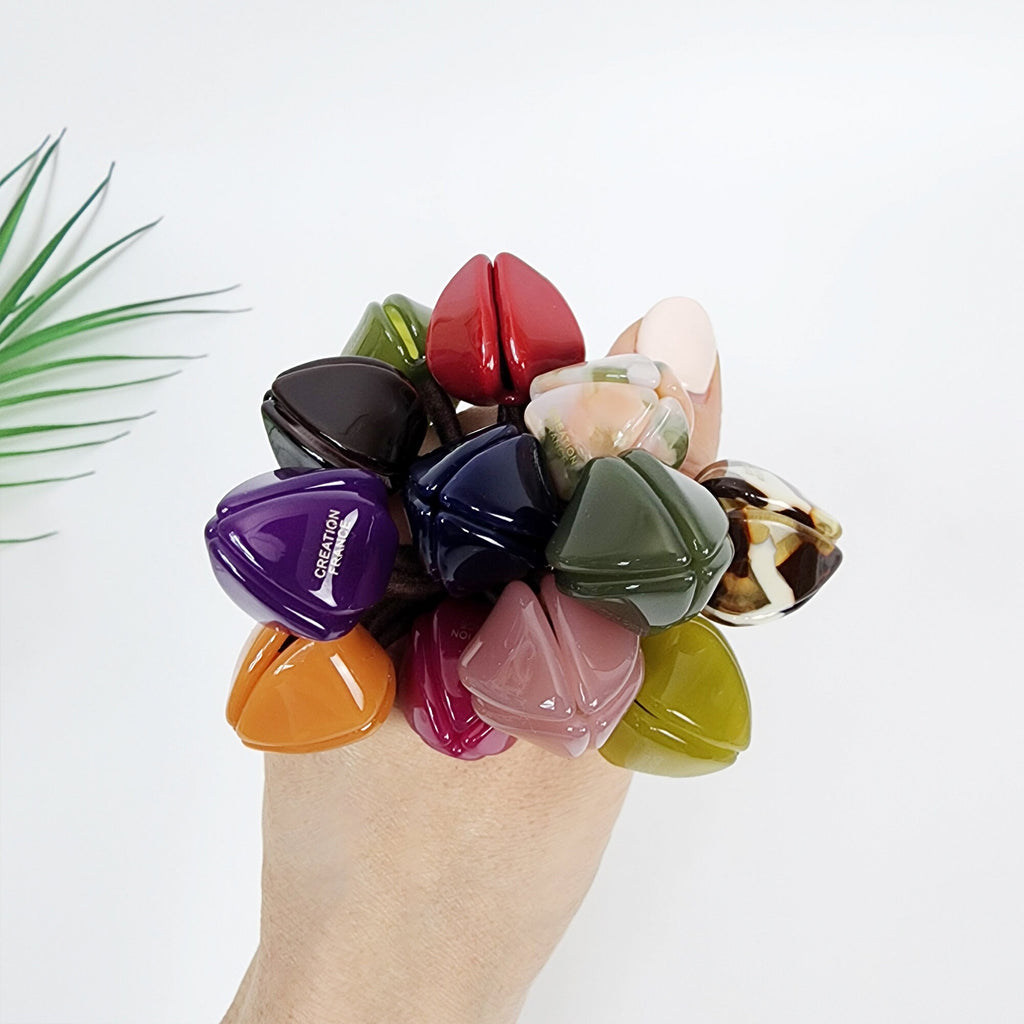 Pure Color Tulip Floral Hair Tie / Simple Cute Ponytail Holder / Hair Accessory for Woman / French Hair Tie