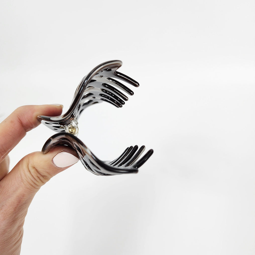 Round Pebble Check Pattern Hair Claw Clip (3.7) / Tortoise Shell Medium Size Ponytail Holder / French Pin / Hair Barrette for Woman