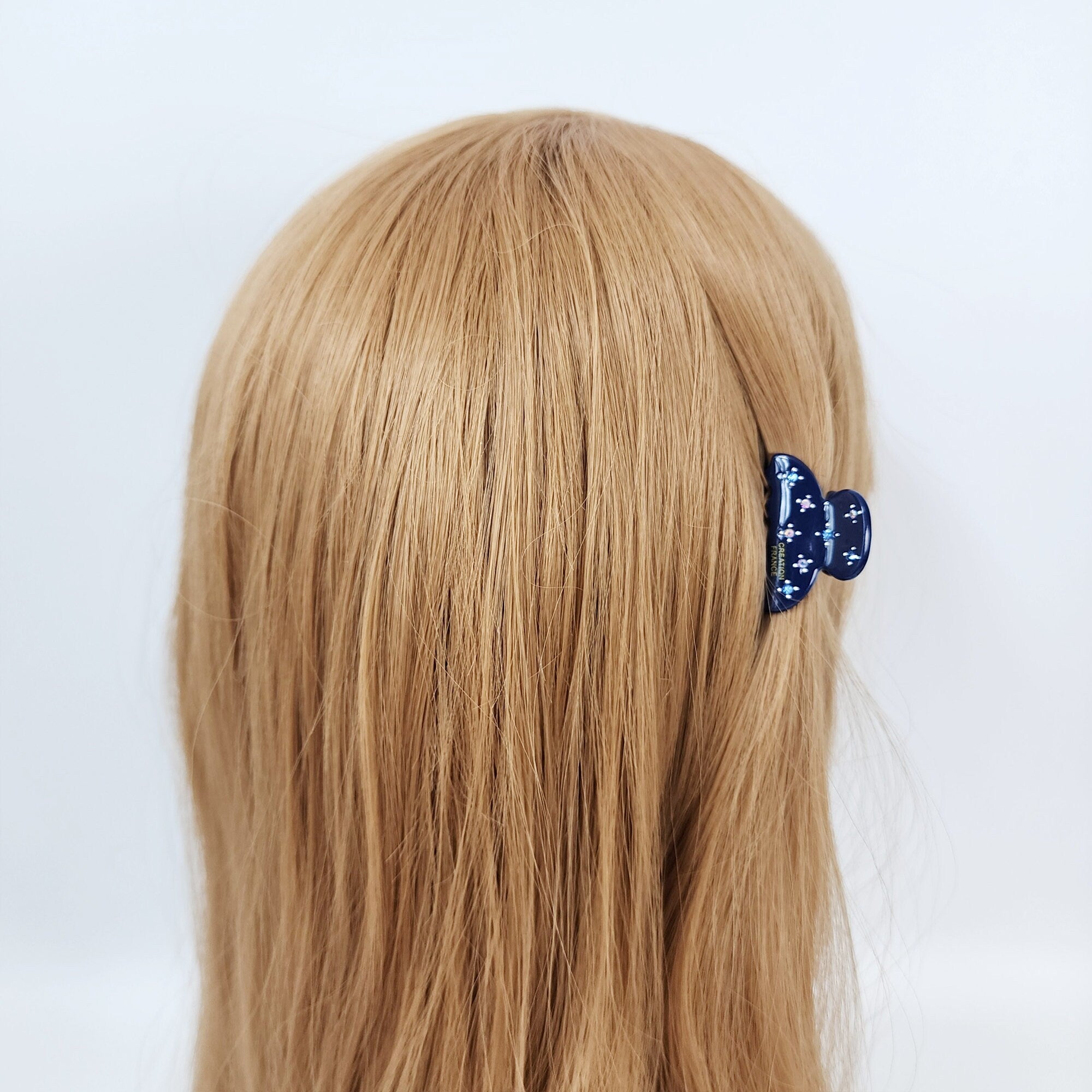 Pure Color Half Moon Baby Size Mini Hair Claw Clip with Cubic (1.4 Inch) / Cute Tortoise Shell French Hair Pin / Small Hair Clips