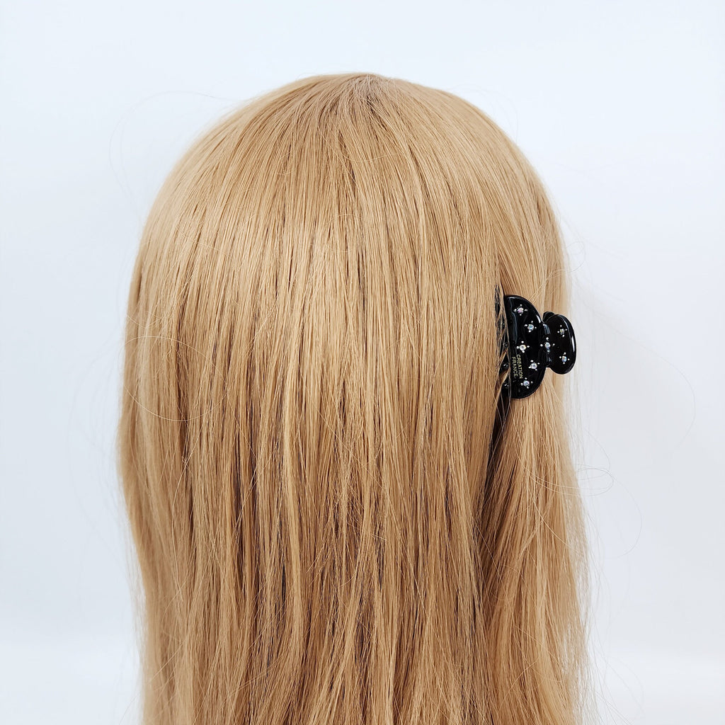 Pure Color Half Moon Baby Size Mini Hair Claw Clip with Cubic (1.4 Inch) / Cute Tortoise Shell French Hair Pin / Small Hair Clips