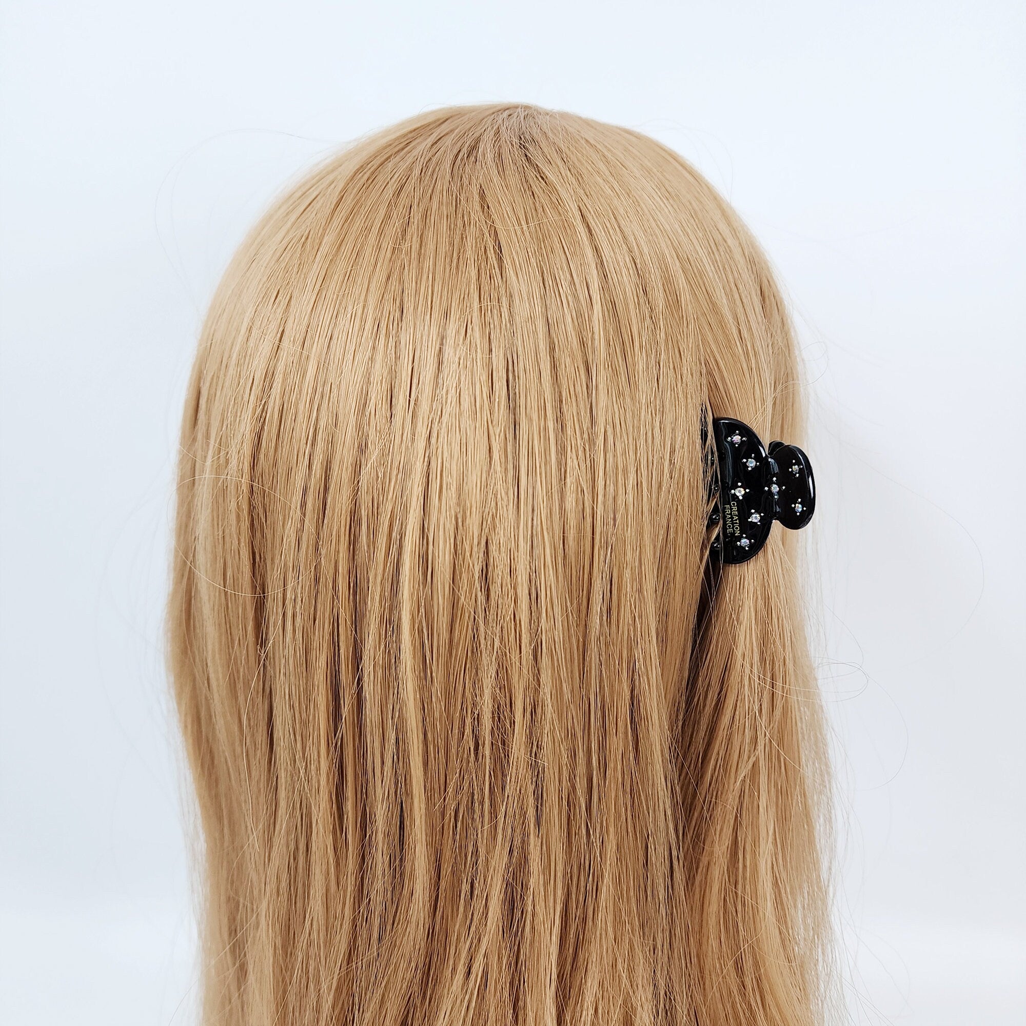 Pure Color Half Moon Baby Size Mini Hair Claw Clip with Cubic (1.4 Inch) / Cute Tortoise Shell French Hair Pin / Small Hair Clips
