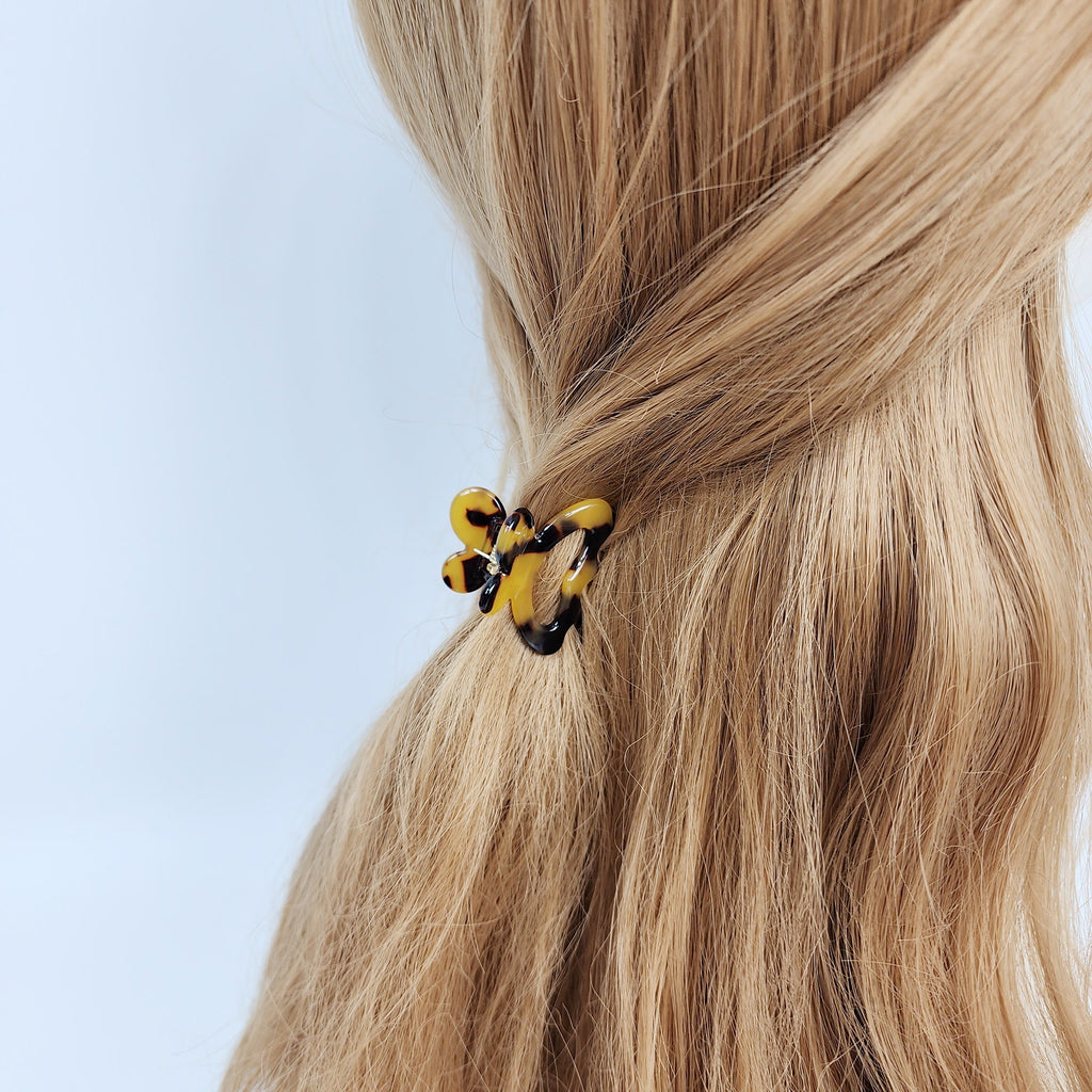 Heart Mini Butterfly Hair Claw Clip (1.4 Inch) / Cute Tortoise Shell French Hair Pin / Small Hair Clips