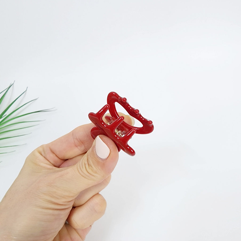 Heart Mini Butterfly Hair Claw Clip (1.4 Inch) / Cute Tortoise Shell French Hair Pin / Small Hair Clips