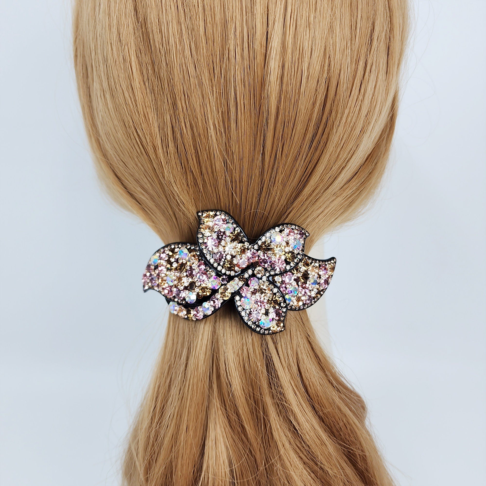 Gorgeous Big Crystal Hair Barrette (4.1 Inch) / Luxurious French Hair Pin / Automatic Hair Clip