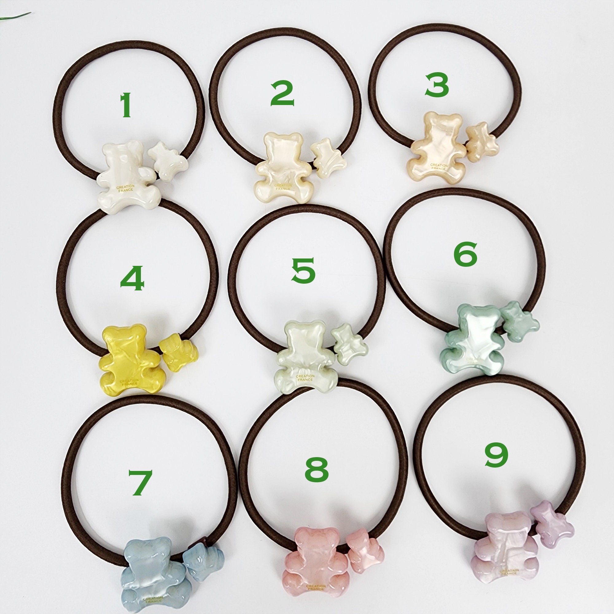 Ice Couple Teddy Bear Long Rubber Band Hair Tie / Simple Cute Ponytail Holder / Hair Accessory for Woman