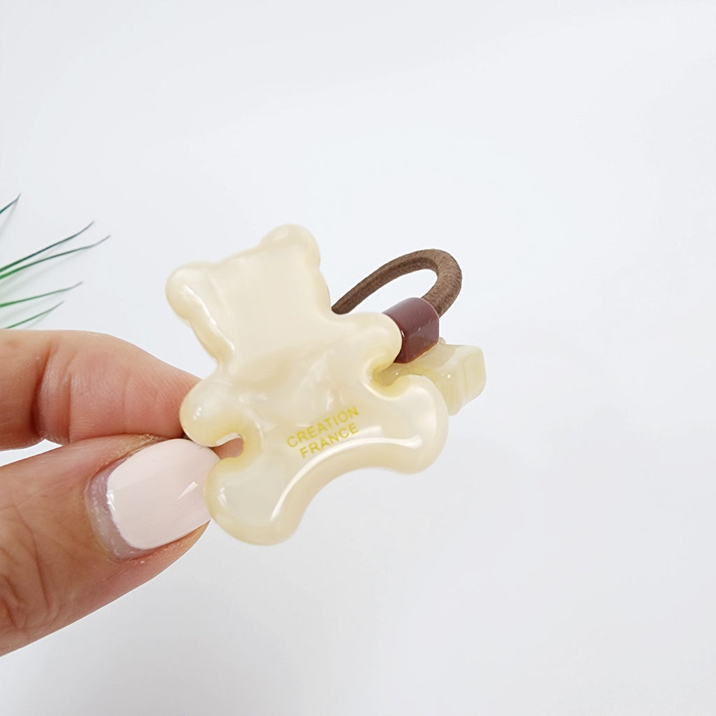 Ice Couple Teddy Bear Long Rubber Band Hair Tie / Simple Cute Ponytail Holder / Hair Accessory for Woman
