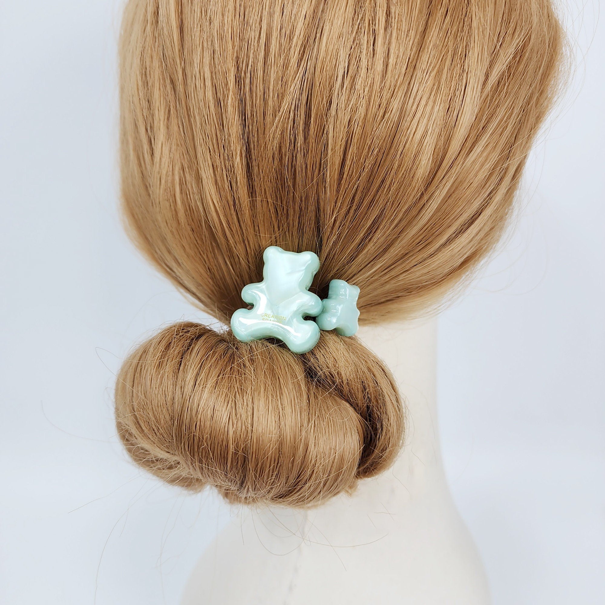 Ice Couple Teddy Bear Long Rubber Band Hair Tie / Simple Cute Ponytail Holder / Hair Accessory for Woman