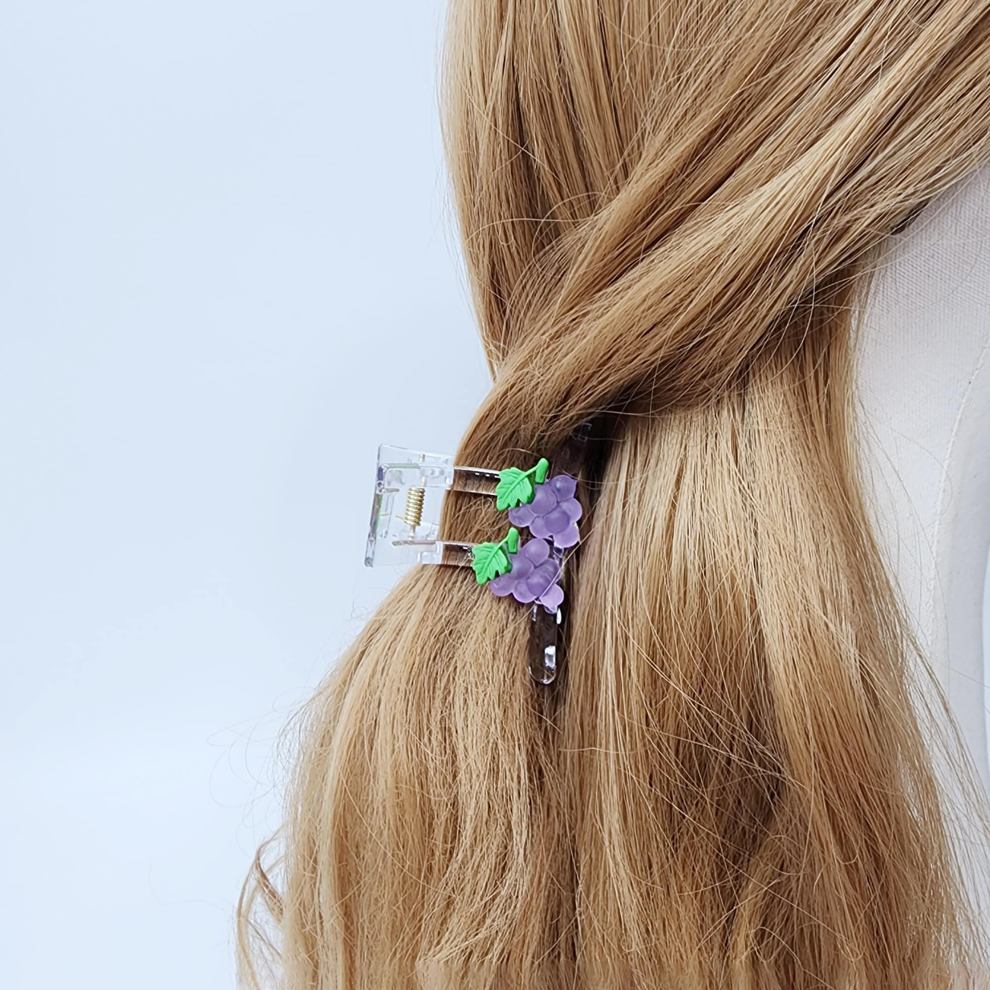 Refreshing Fruit Square Clip with Cubic (3.1 Inch) / Medium Size Hair Claw / Hair Barrette for Woman
