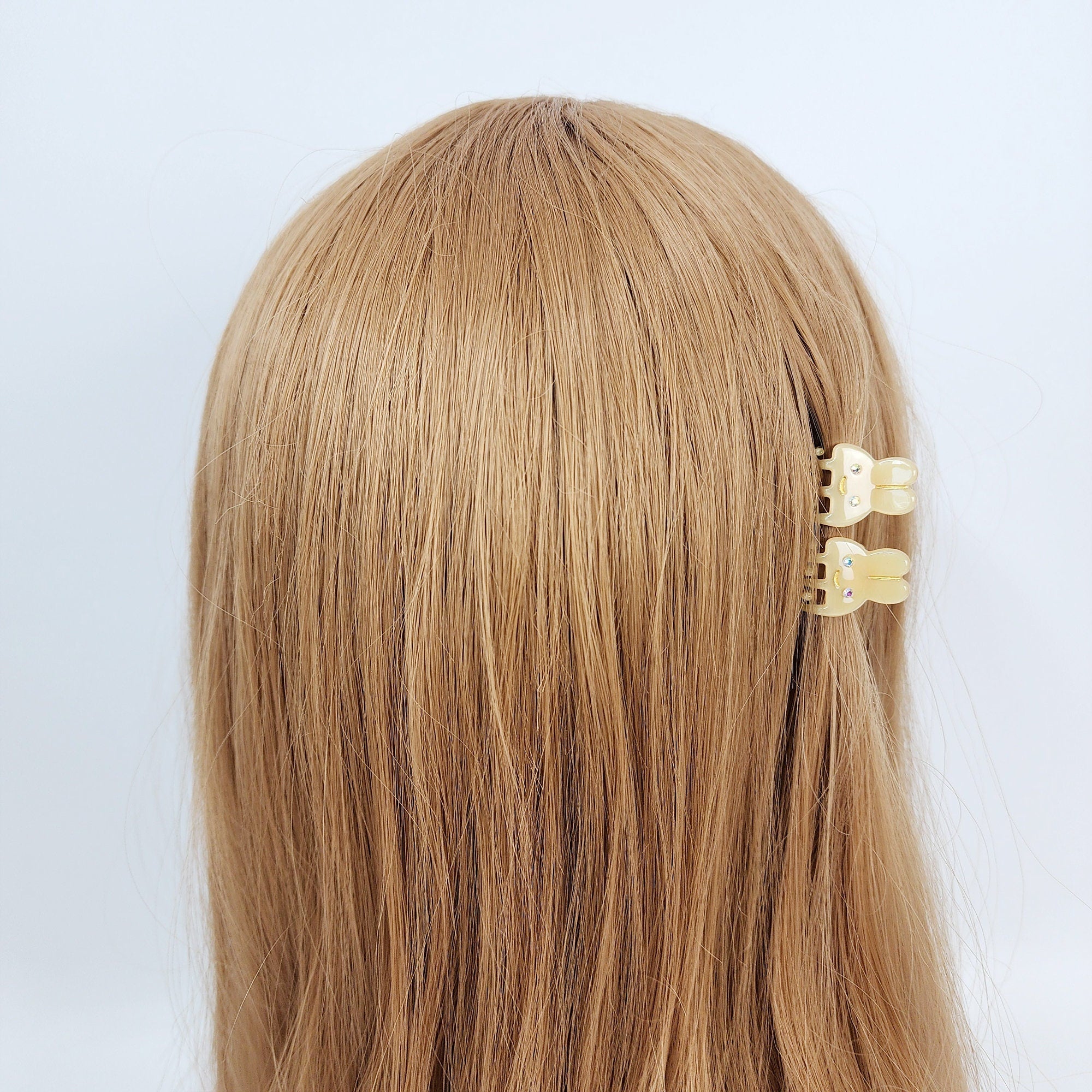 Cute Rabbit Mini Hair Claw Clip with Cubic (2 pieces in 1 set) / Cute Tortoise Shell French Hair Pin / Small Hair Clips