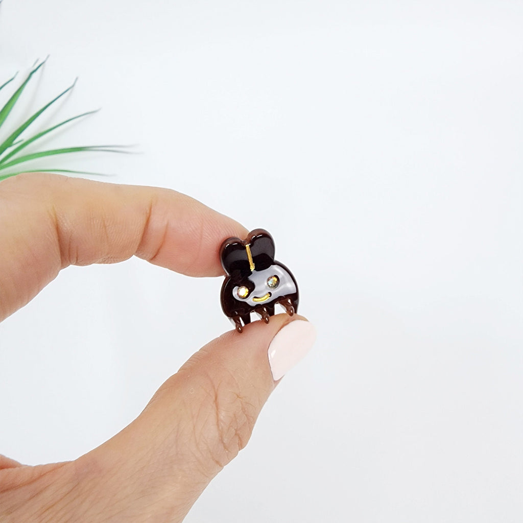 Cute Rabbit Mini Hair Claw Clip with Cubic (2 pieces in 1 set) / Cute Tortoise Shell French Hair Pin / Small Hair Clips
