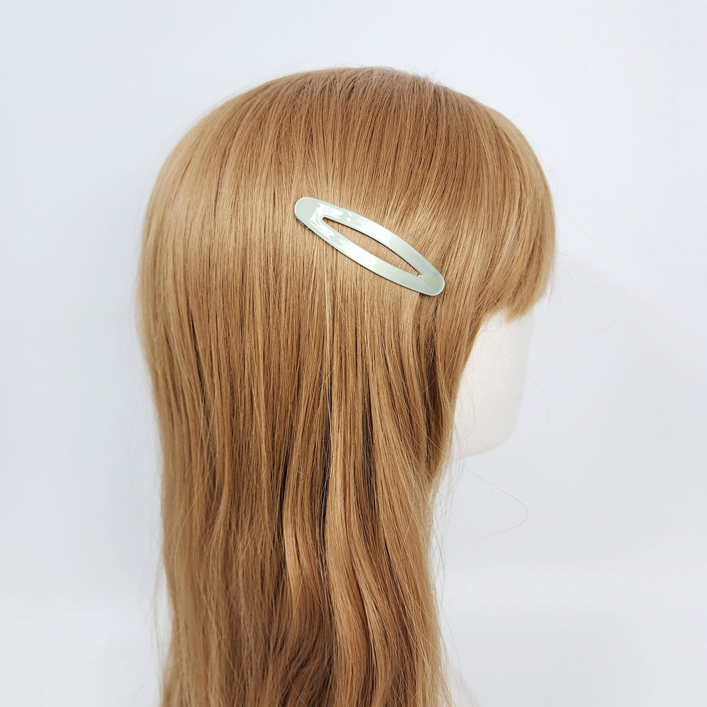 Pure Color Slim Long Oval Snap Clip (2.8 Inch) / Cute Hairgrip Barrette / Hair Accessory for Woman / Tic Tac Hair Clip Pin