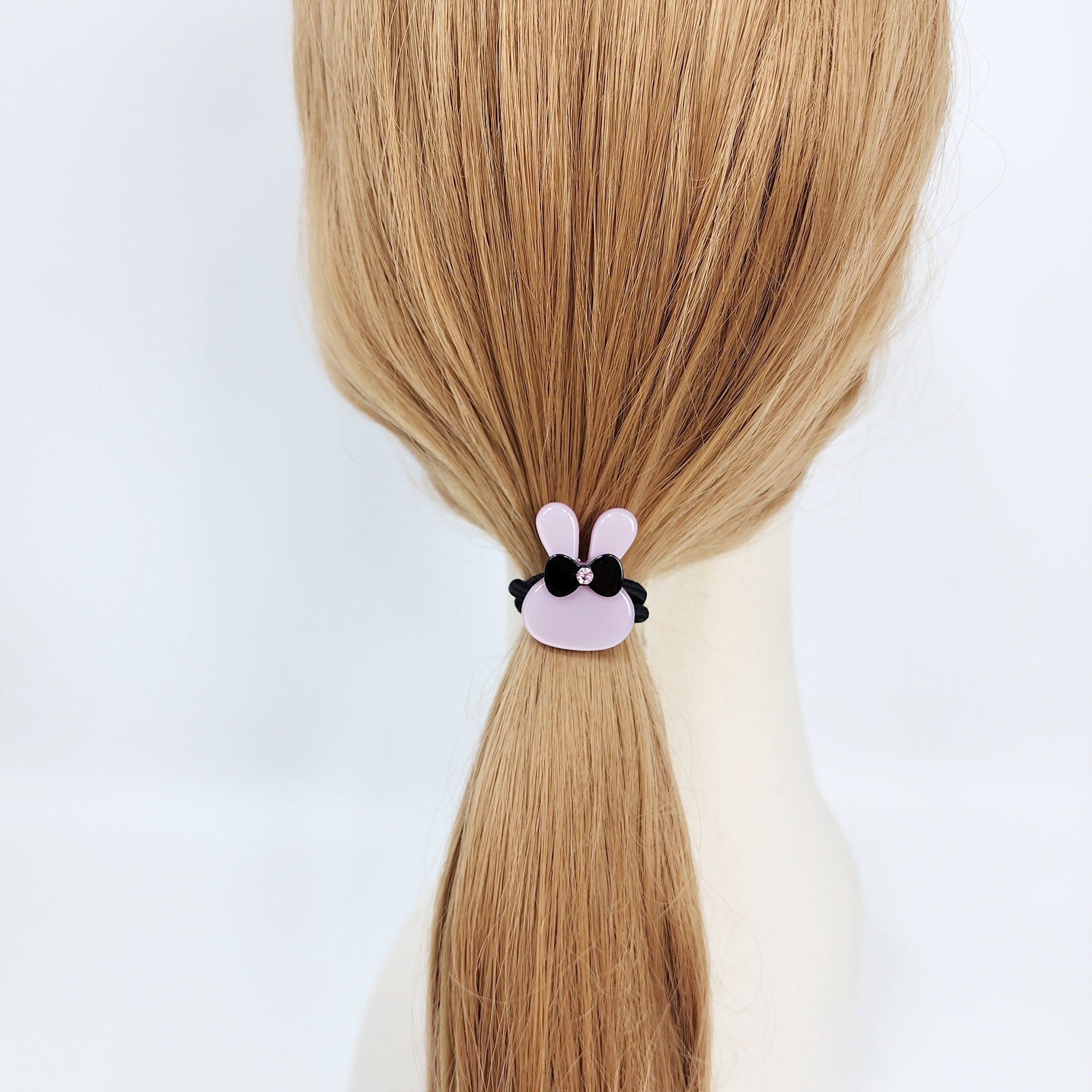 Cute Bunny Small Hair Tie with Cubic / Simple Tortoise Shell Ponytail Holder / Hair Accessory for Woman / French Hair Tie