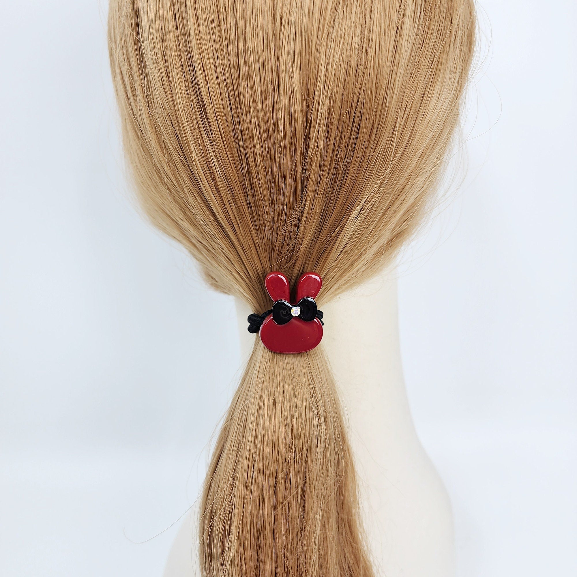 Cute Bunny Small Hair Tie with Cubic / Simple Tortoise Shell Ponytail Holder / Hair Accessory for Woman / French Hair Tie
