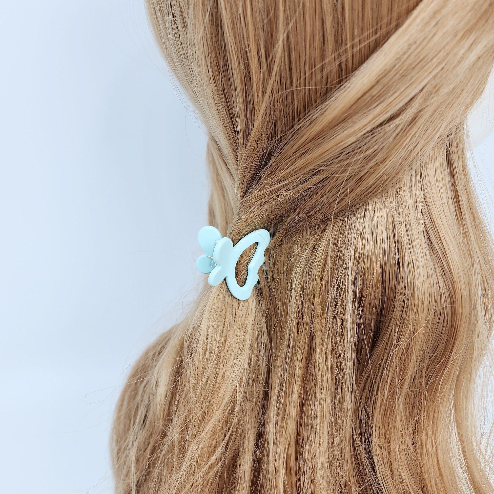 Heart Mini Butterfly Hair Claw Clip (1.4 Inch) / Cute Tortoise Shell French Hair Pin / Small Hair Clips