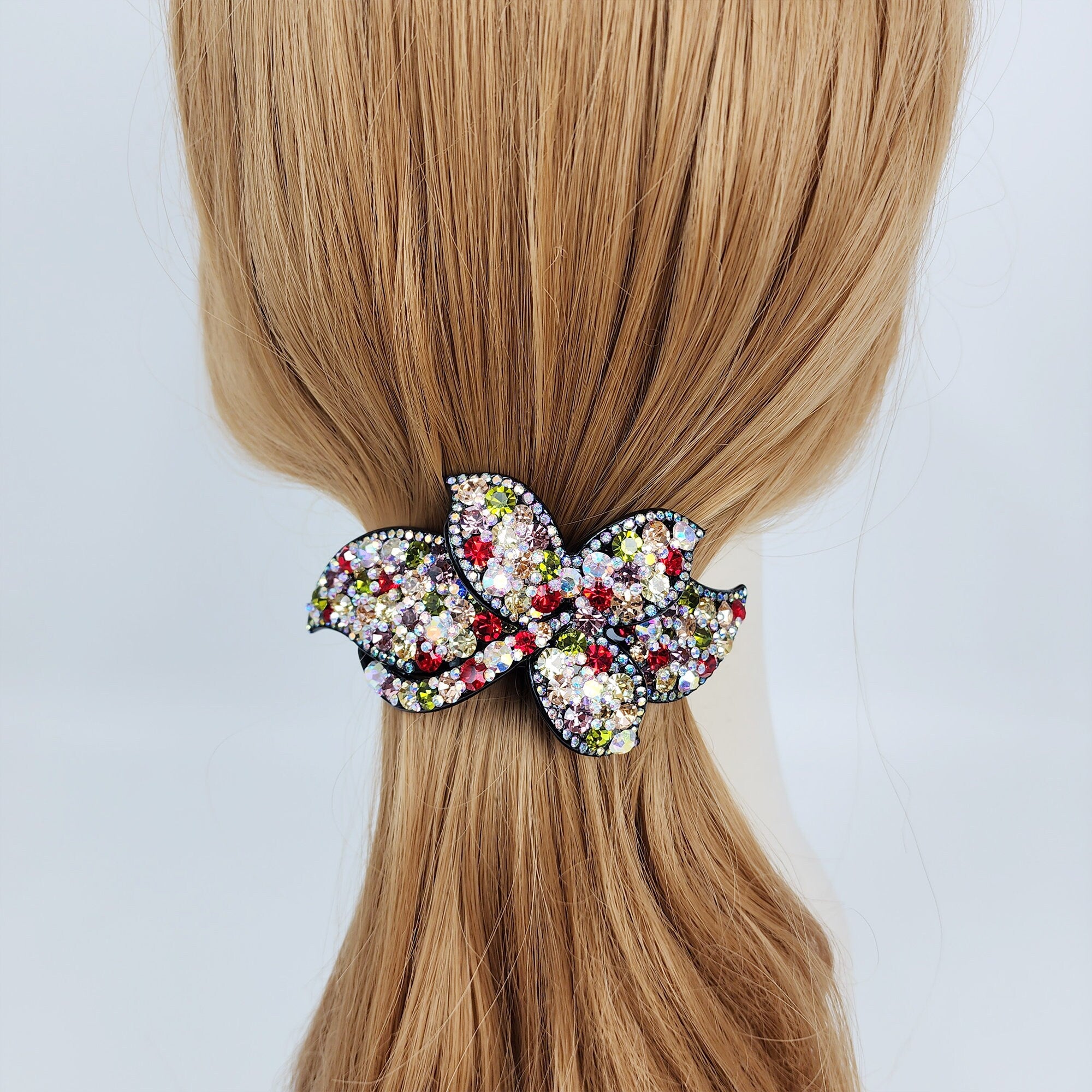 Gorgeous Big Crystal Hair Barrette (4.1 Inch) / Luxurious French Hair Pin / Automatic Hair Clip