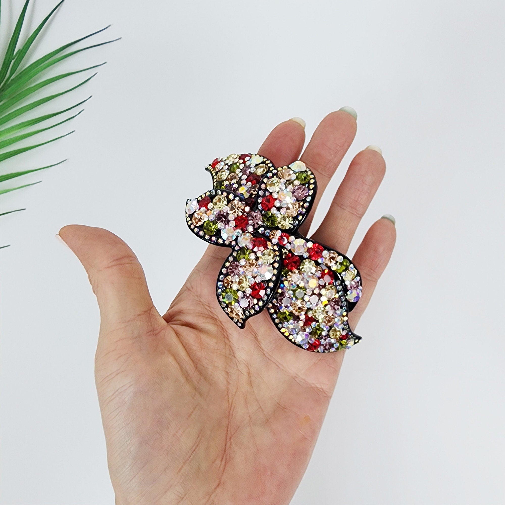 Gorgeous Big Crystal Hair Barrette (4.1 Inch) / Luxurious French Hair Pin / Automatic Hair Clip