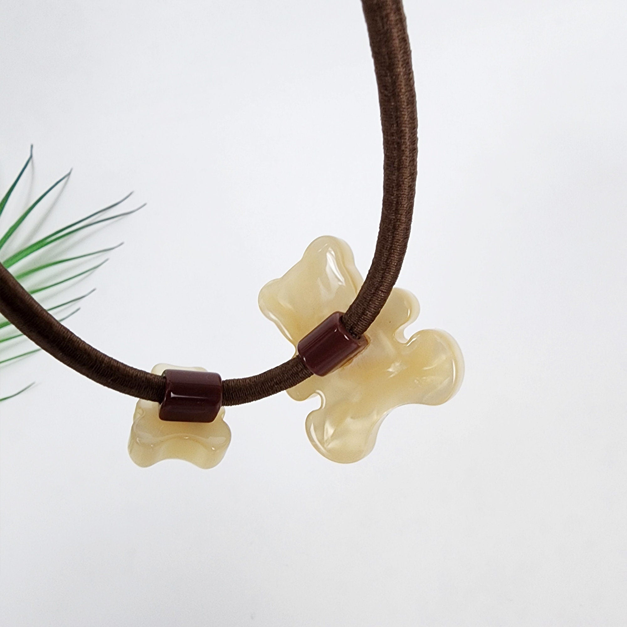 Ice Couple Teddy Bear Long Rubber Band Hair Tie / Simple Cute Ponytail Holder / Hair Accessory for Woman